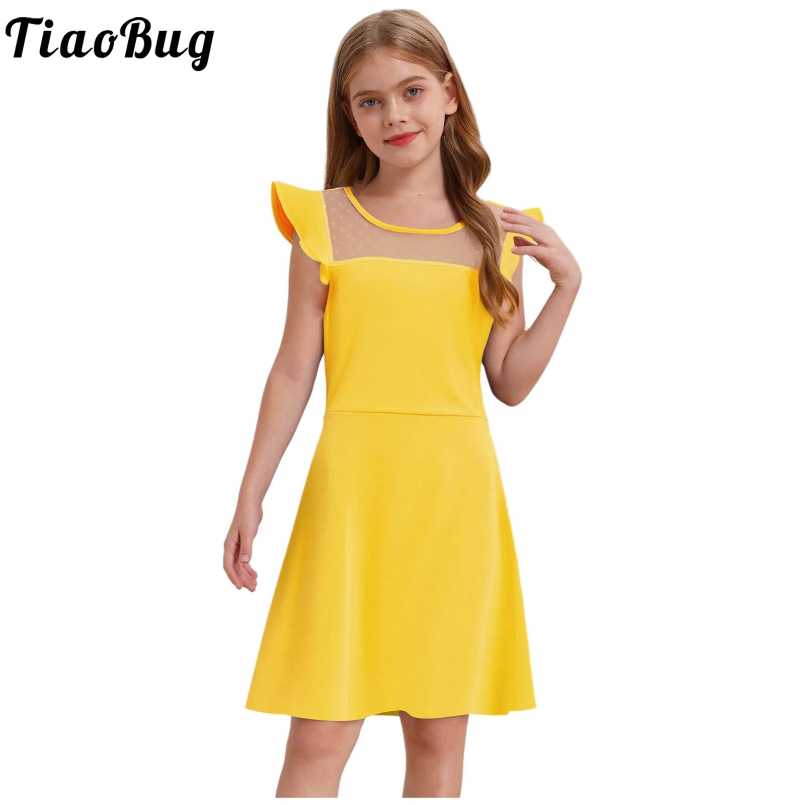 Summer Clothing For Kids Girls - Teen Girls Summer Dress Ruffle Sleeves