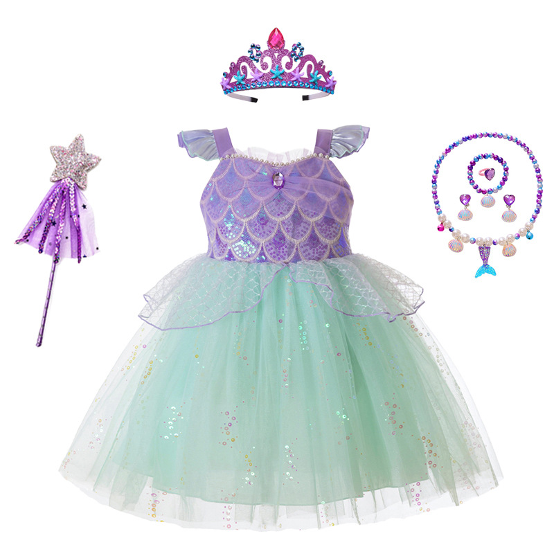 Summer Clothing For Kids Girls - Girls Mermaid Tutu Dress Sequins Scale