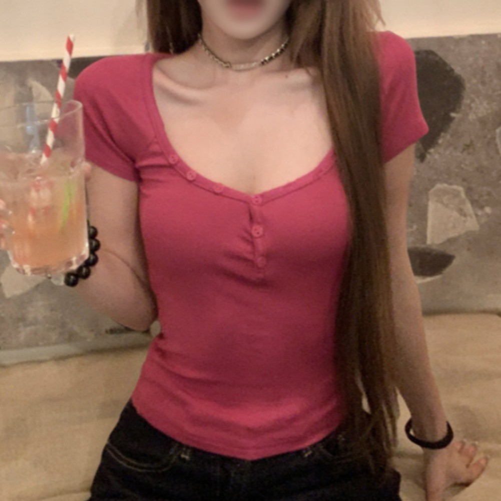 Solid Pullover Shirt Women V-N - Summer Clothing Material recension och pris