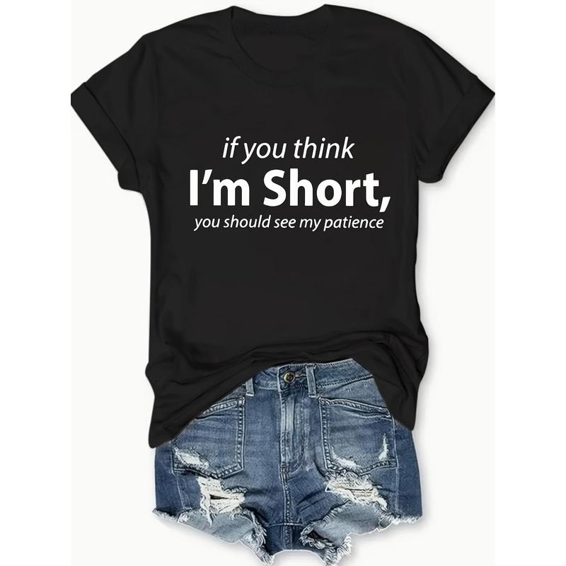 Funny Words Print Crew Neck T- - Summer Clothing Words recension och pris