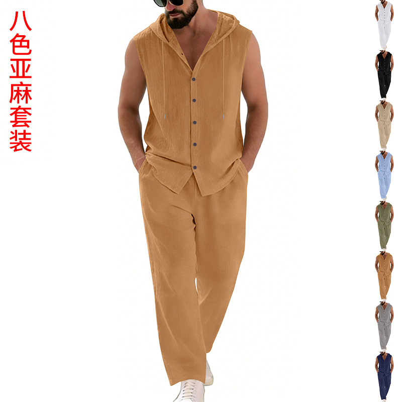 Men's Casual Linen Suit Hooded - Summer Clothing Usa recension och pris